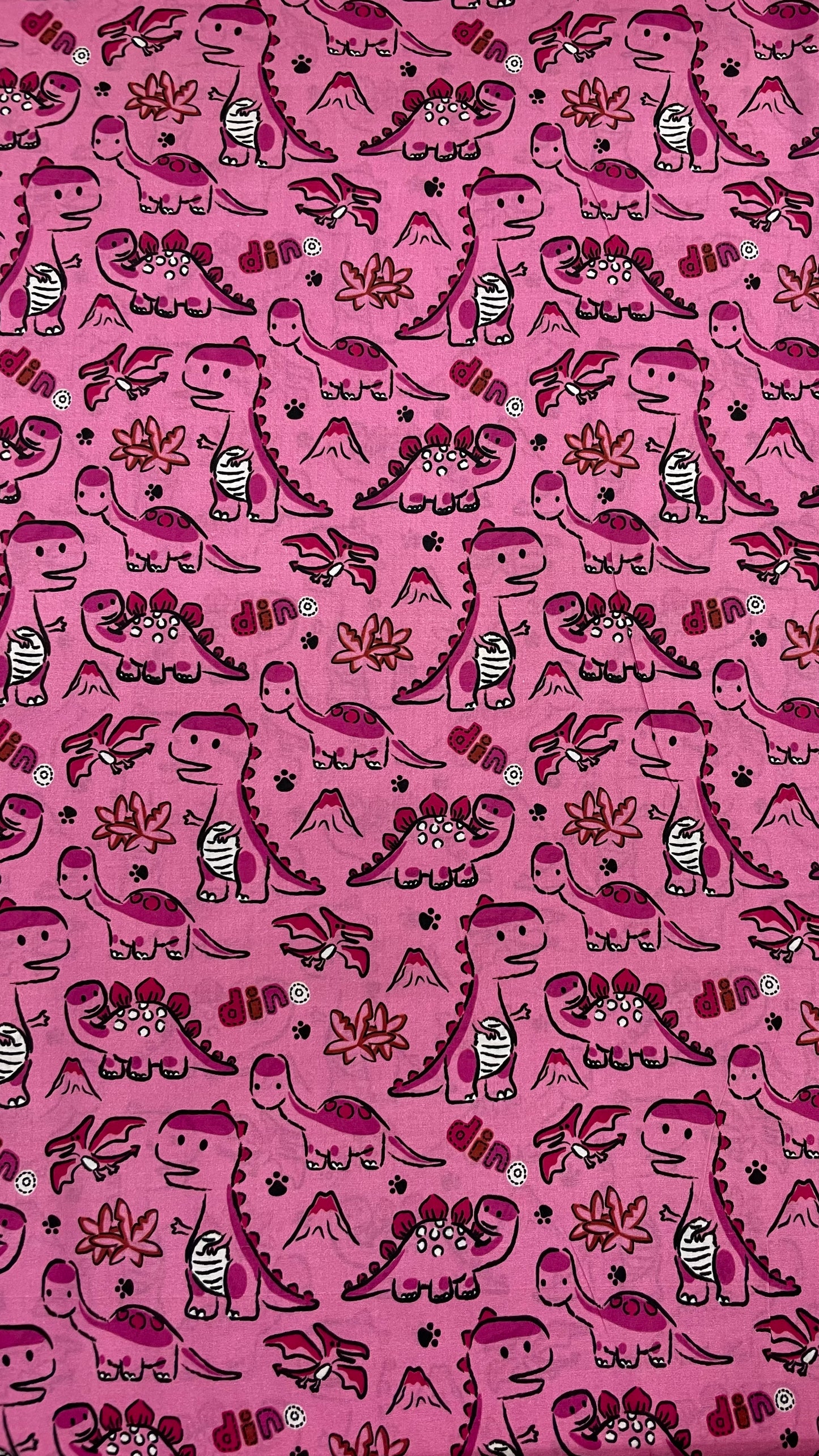 Playful Pink Dinosaur "Dino" Print A-Line Dress for Girls