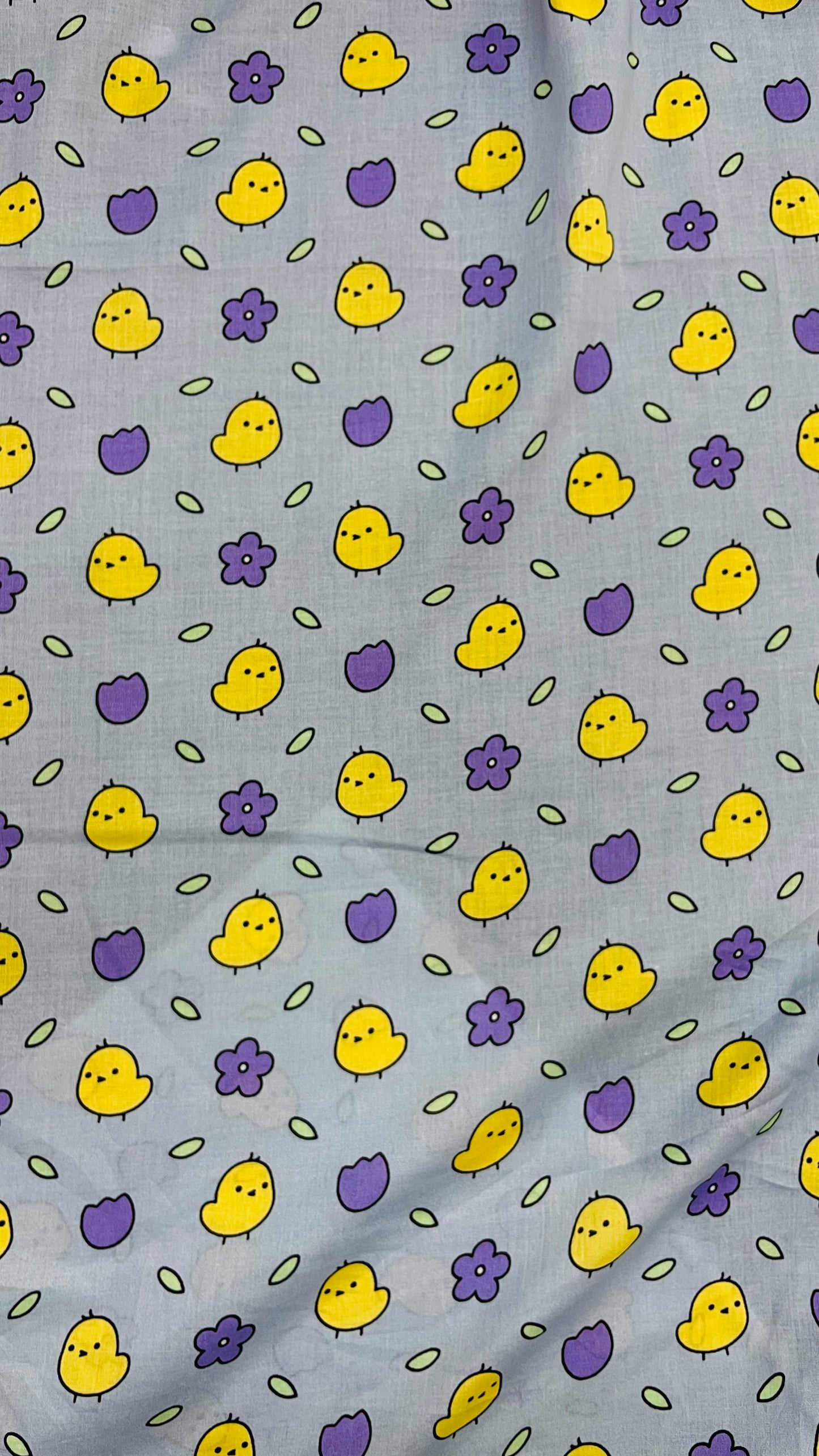 Cute Yellow Chick and Purple Flower Print A-Line Dress for Girls