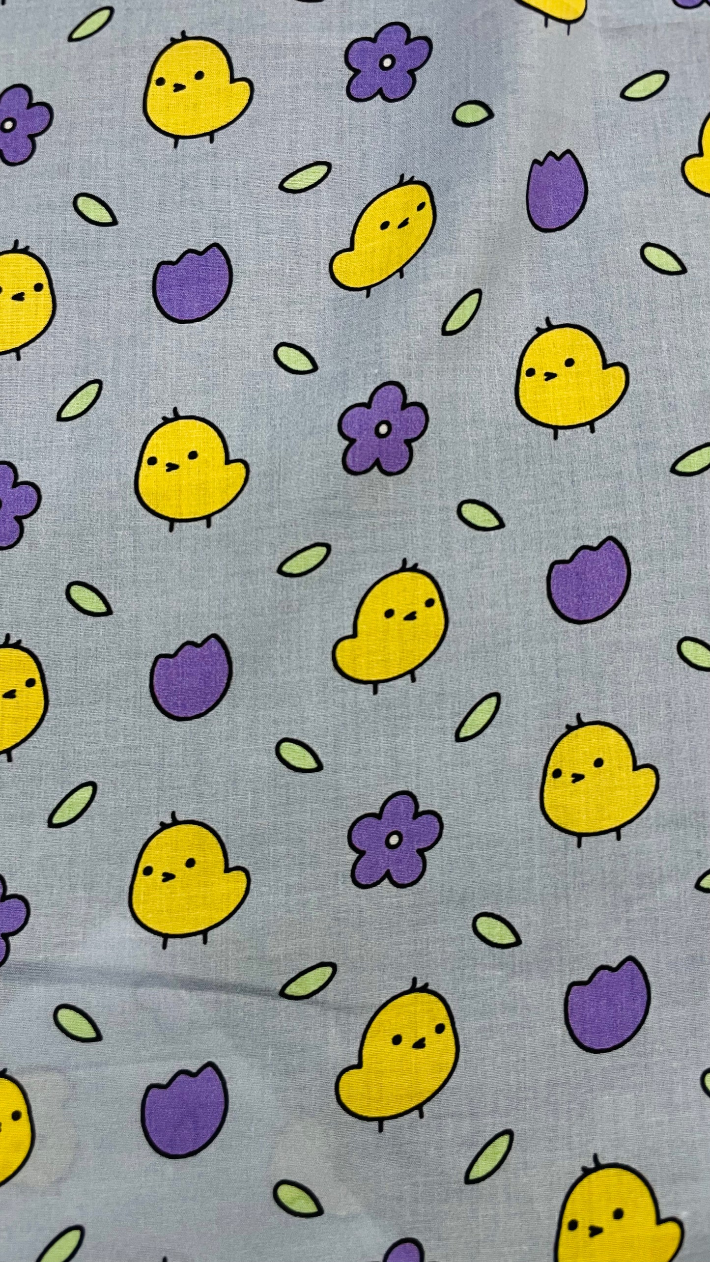 Cute Yellow Chick and Purple Flower Print A-Line Dress for Girls